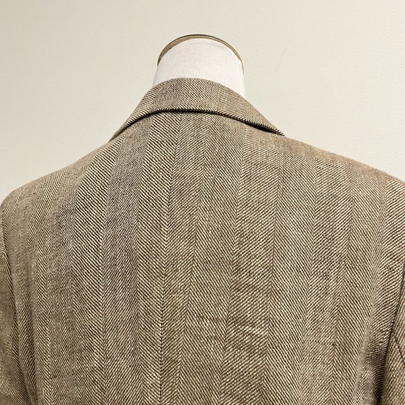 Max Mara herringbone blazer brown tan Italy linen 8 - Picture 5 of 8